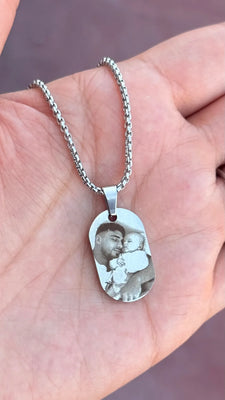 COLLAR PLACA PARA VARON EN ACERO