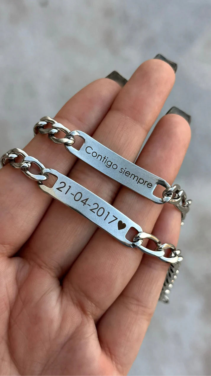 Dúo esclavas personalizadas en acero inoxidable