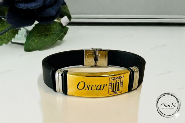 Pulsera Acero & Cuero Personalizada